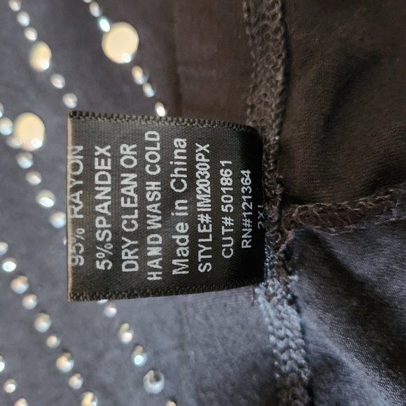 Vocal - Black Bellbottom Rhinestoned Pants - (2XL) - Picture 5 of 5